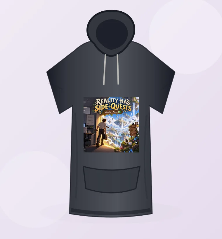 Fantasy Adventure artwork on a dark hoodie